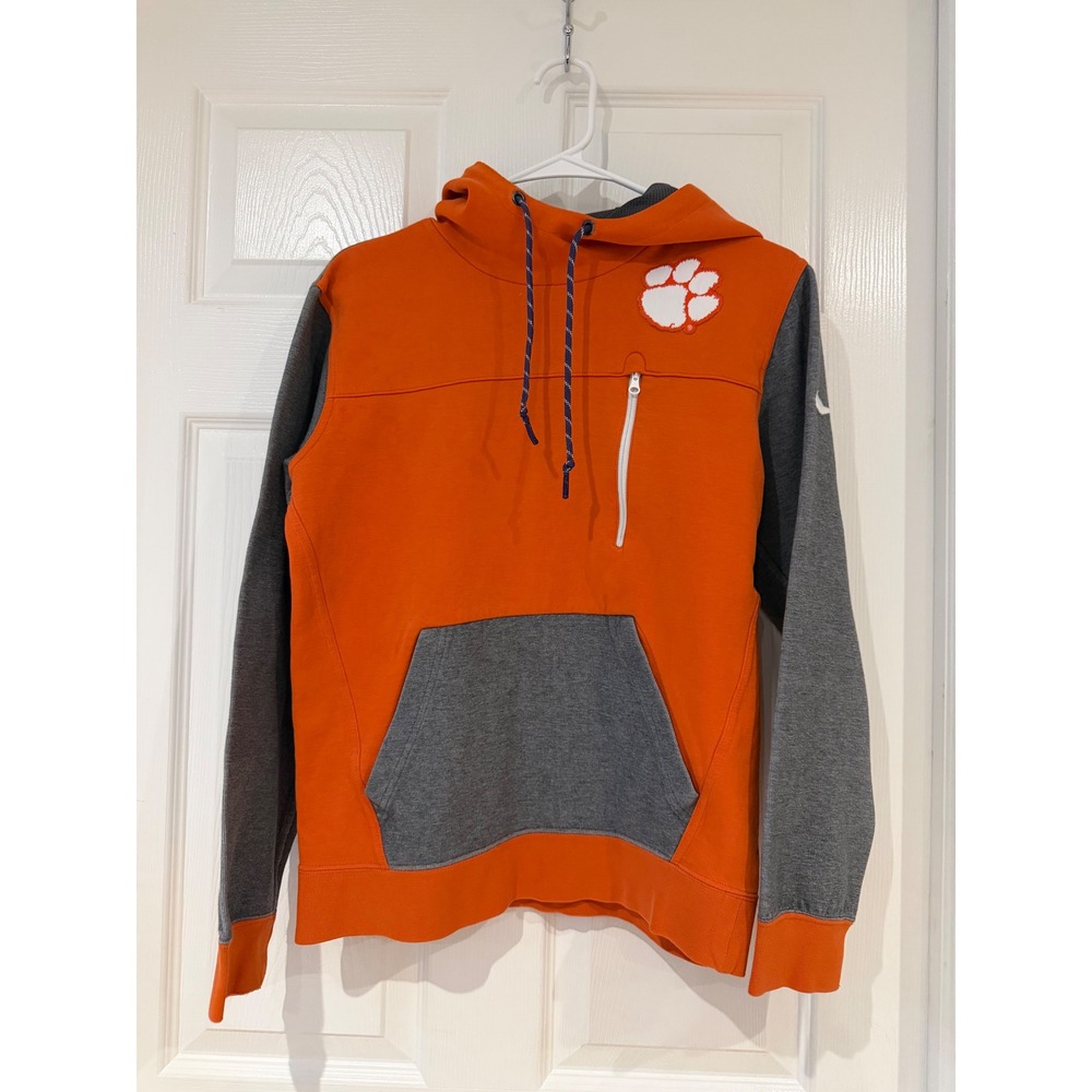 Flawed Nike Clemson Tigers Hoodie Mens Small‎ Orange Gray Pullover Collegiate